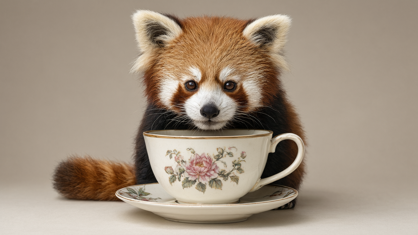 Qwen Image 3.0 Pro original output for our red panda in a teacup test.
