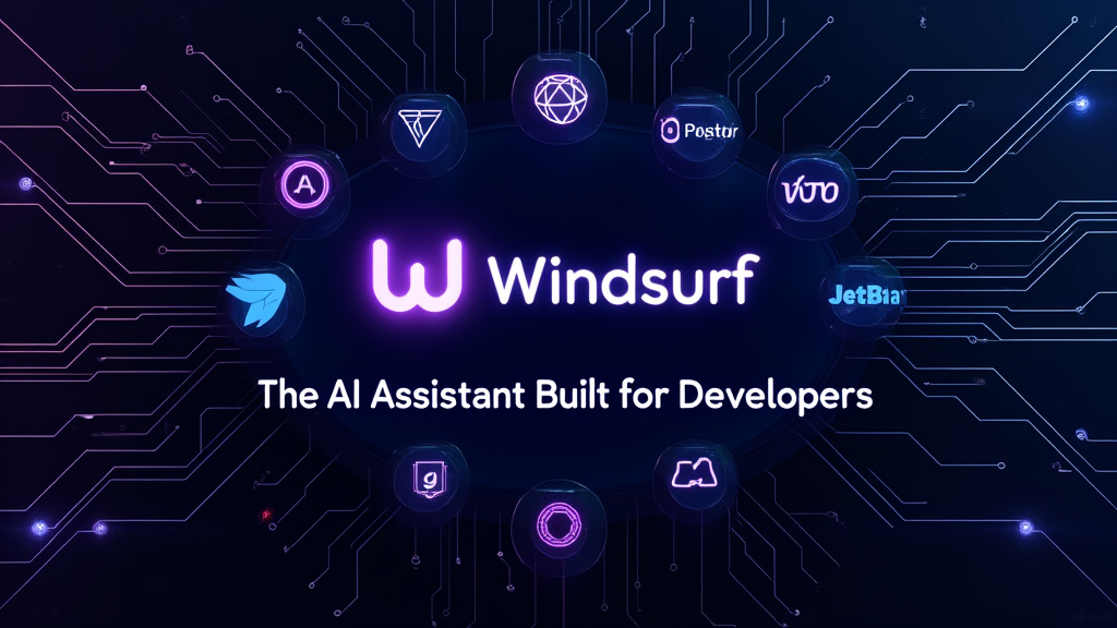 Futuristic Windsurf Logo with IDE Icons