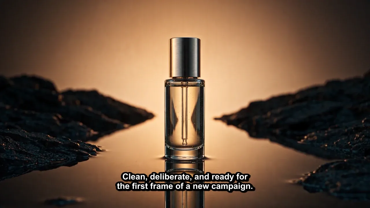 Final serum video frame with compact white burned-in caption text