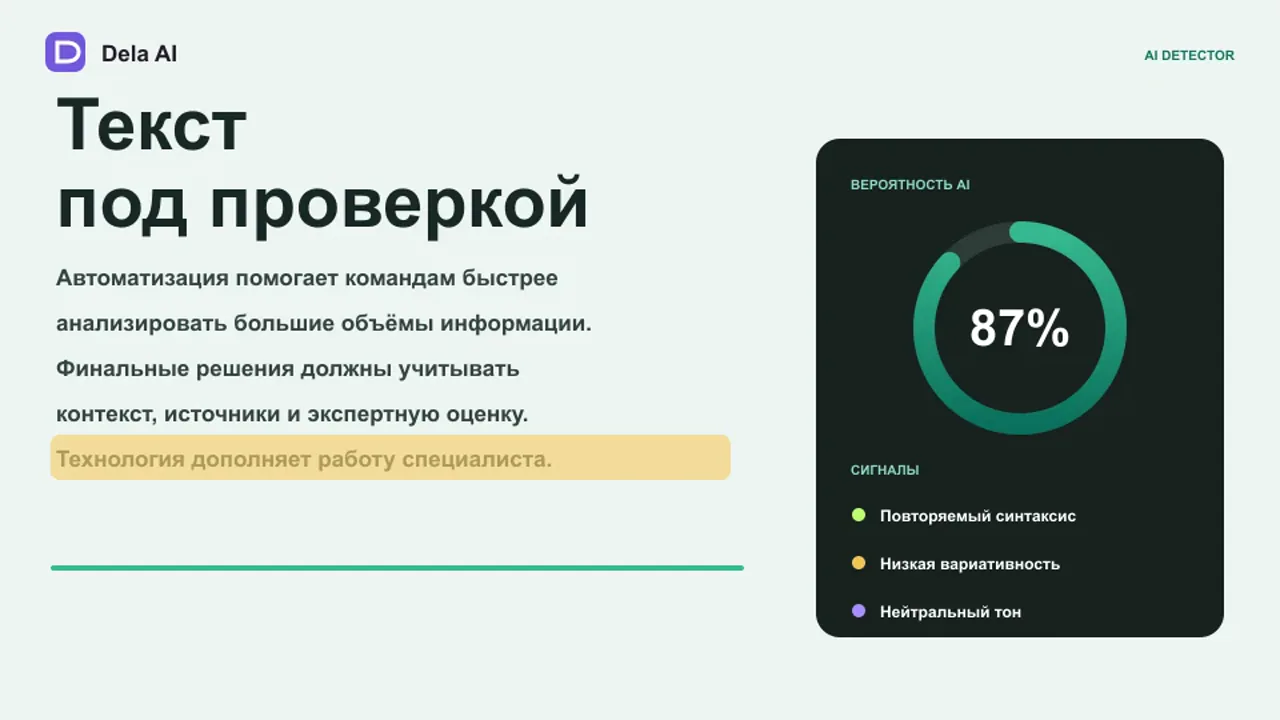 AI Detector анализирует текст