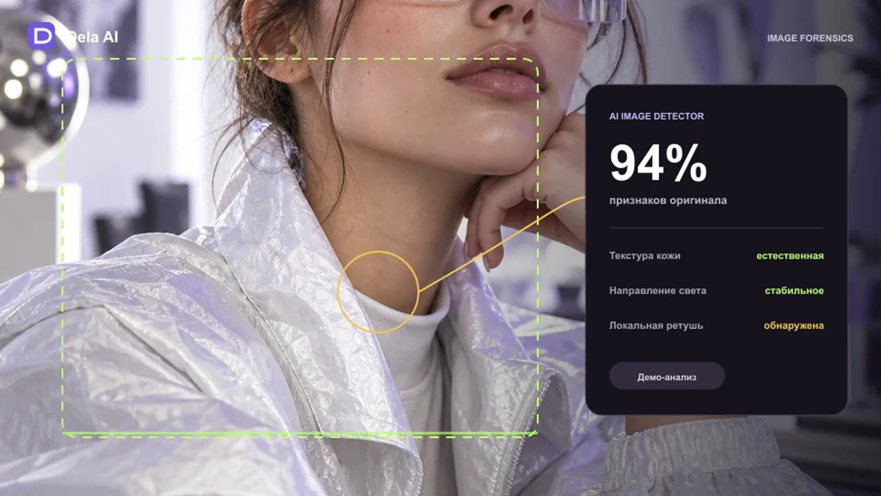 AI Image Detector сканирует изображение