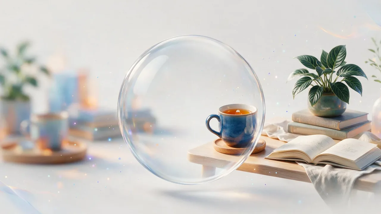 Blurred photograph becoming sharp and detailed through a clear optical lens