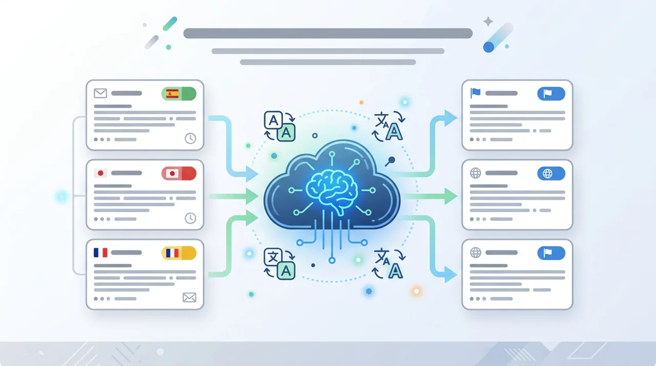AI translator translating a business email with natural tone