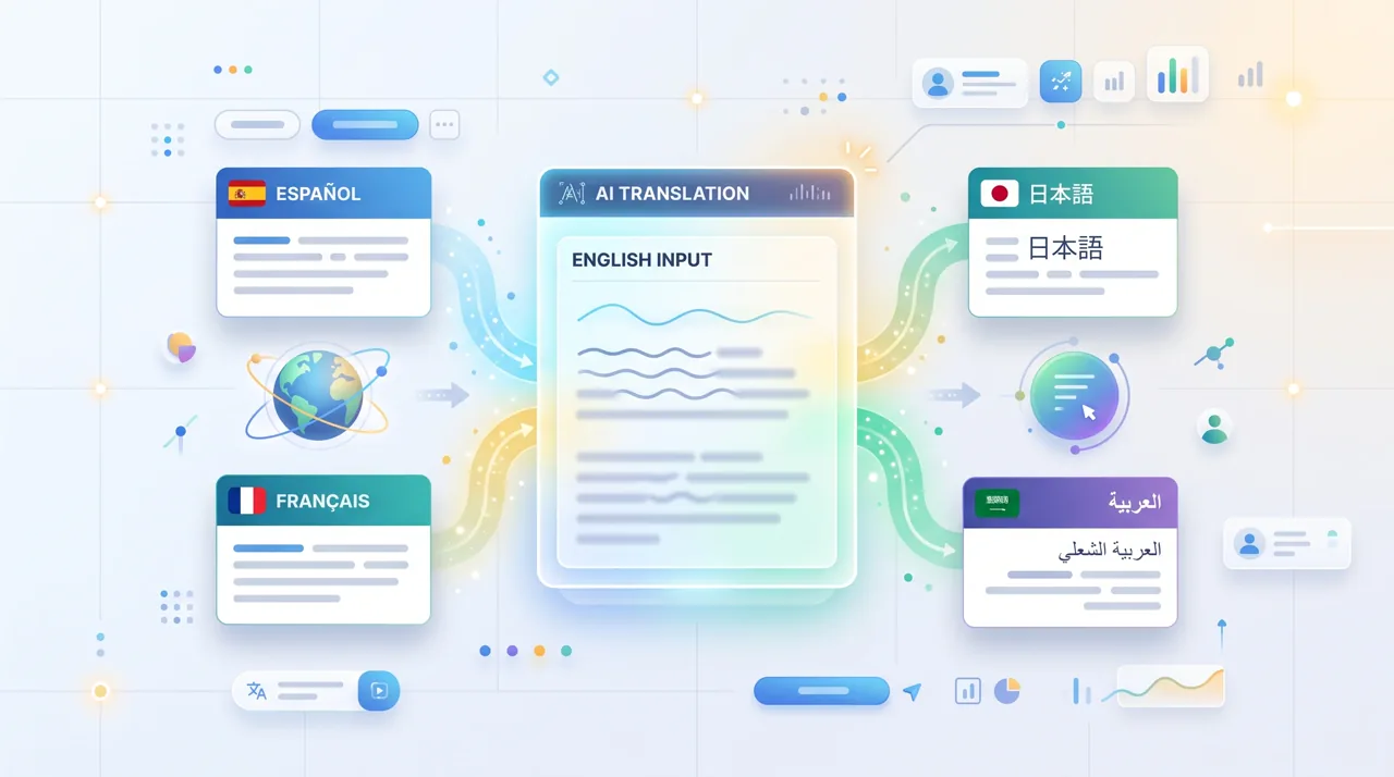 AI translator converting text between multiple languages