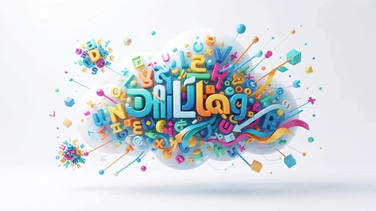 Abstract word cloud emphasizing the most frequent terms in a text
