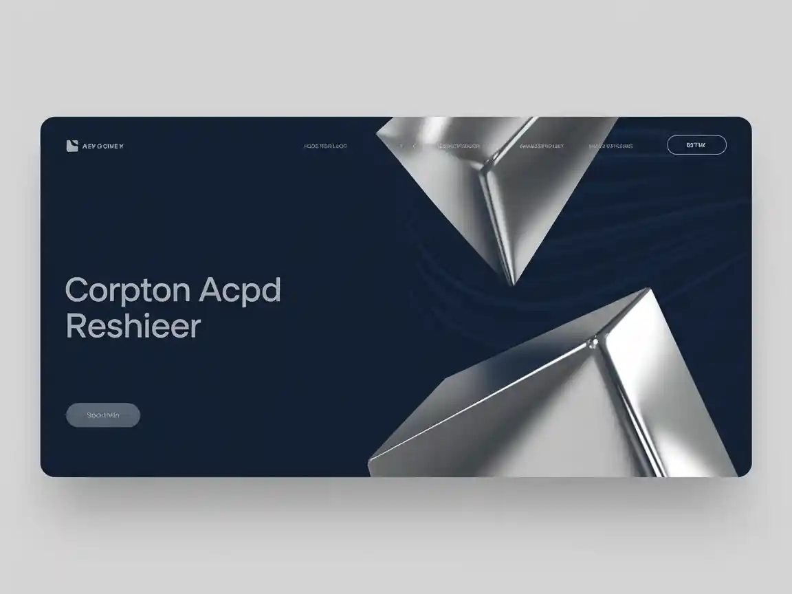 Un banner elegante y profesional para sitio web corporativo con formas geométricas abstractas en azul marino y plata, tipografía moderna, estética limpia y corporativa, resolución 8k.