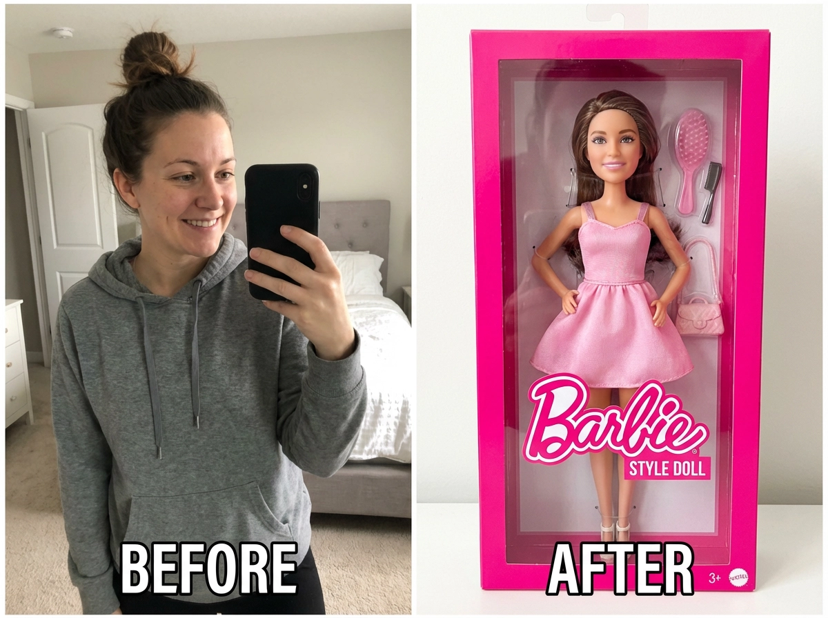 Selfie → Barbie doll box