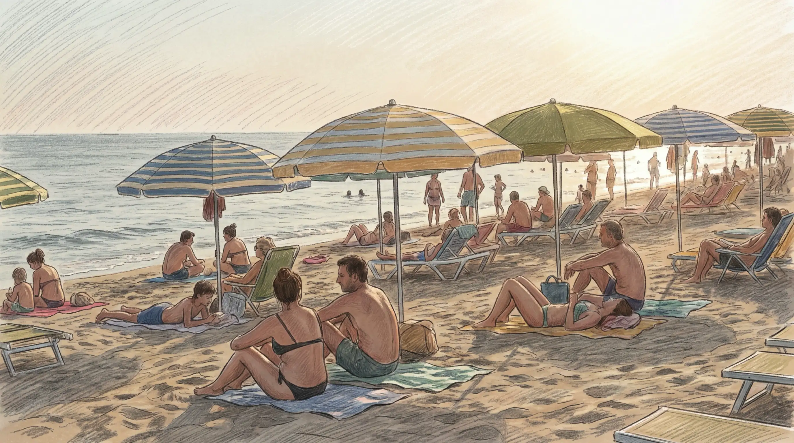 AI Beach Drawings that Capture Calm, Sunshine, and Artistic Vibes