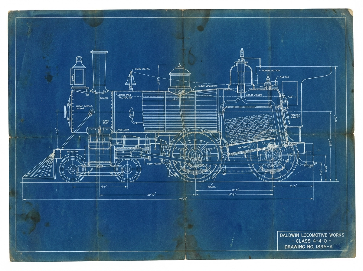 빅토리안 저택 평면도 상세 건축 도면, 고전적인 파란색 시아노타입 배경에 흰 선, 기술적 주석, 방 라벨, 정밀 치수, 높은 대비, 전문가용 도면 스타일.