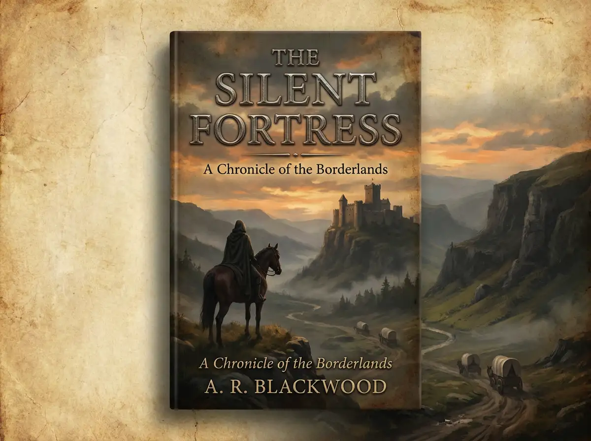 Historical book cover image, period setting, atmospheric lighting, realistic textures, cinematic wide scene, professional book cover illustration