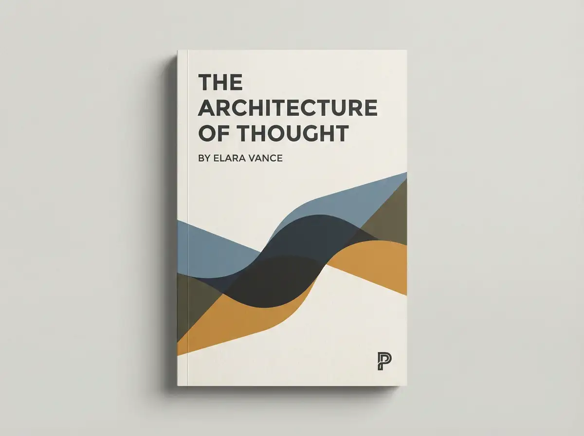 Clean non-fiction book cover design, minimal layout, modern typography space, abstract visual elements, professional publishing style