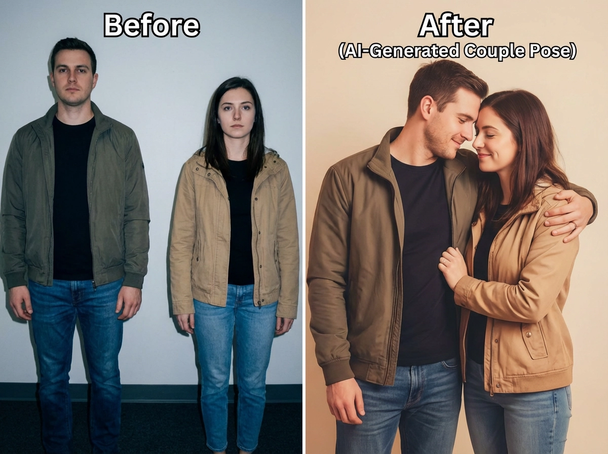 Ordinary group photo → Intimate couple