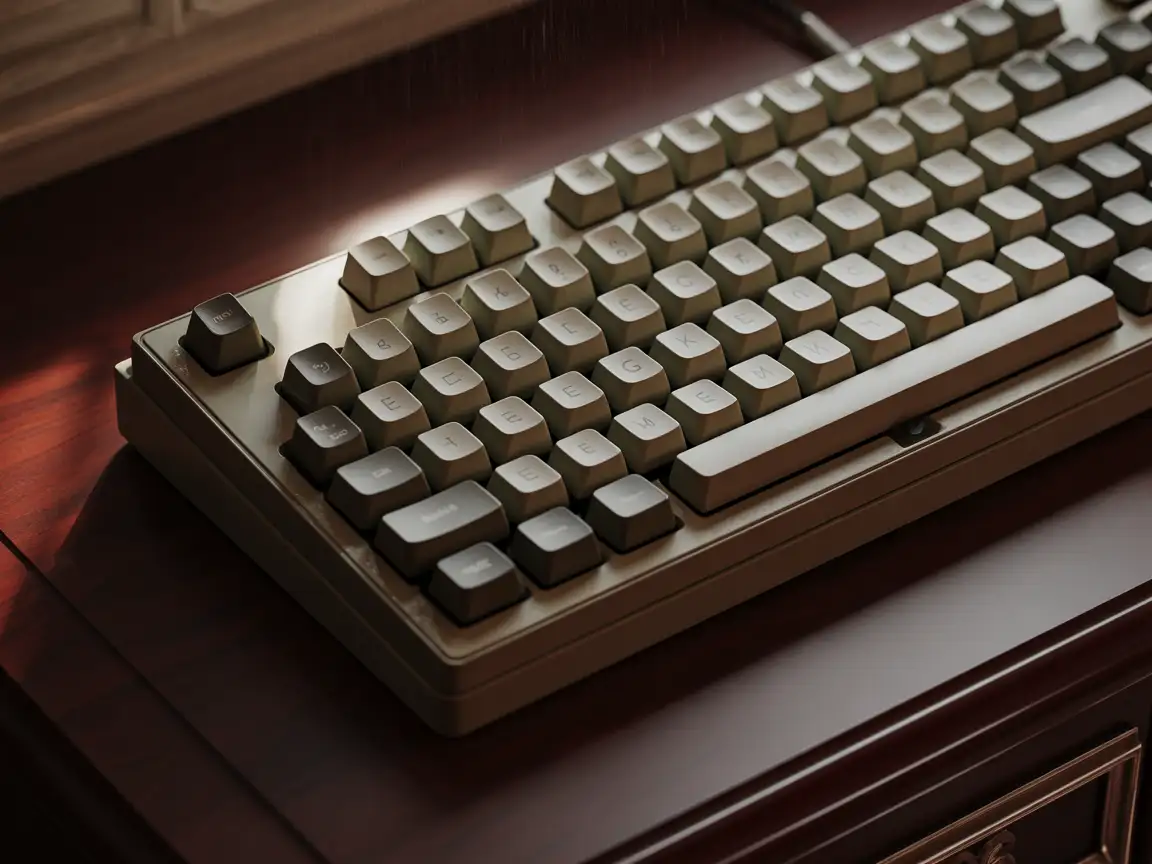 A computer keyboard with every key labeled “ESC,” cinematic lighting.
