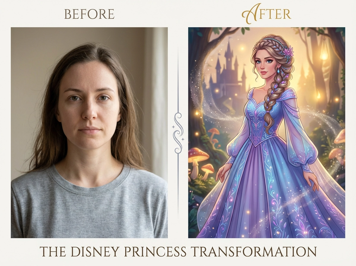 Ordinary portrait → Princess illustration