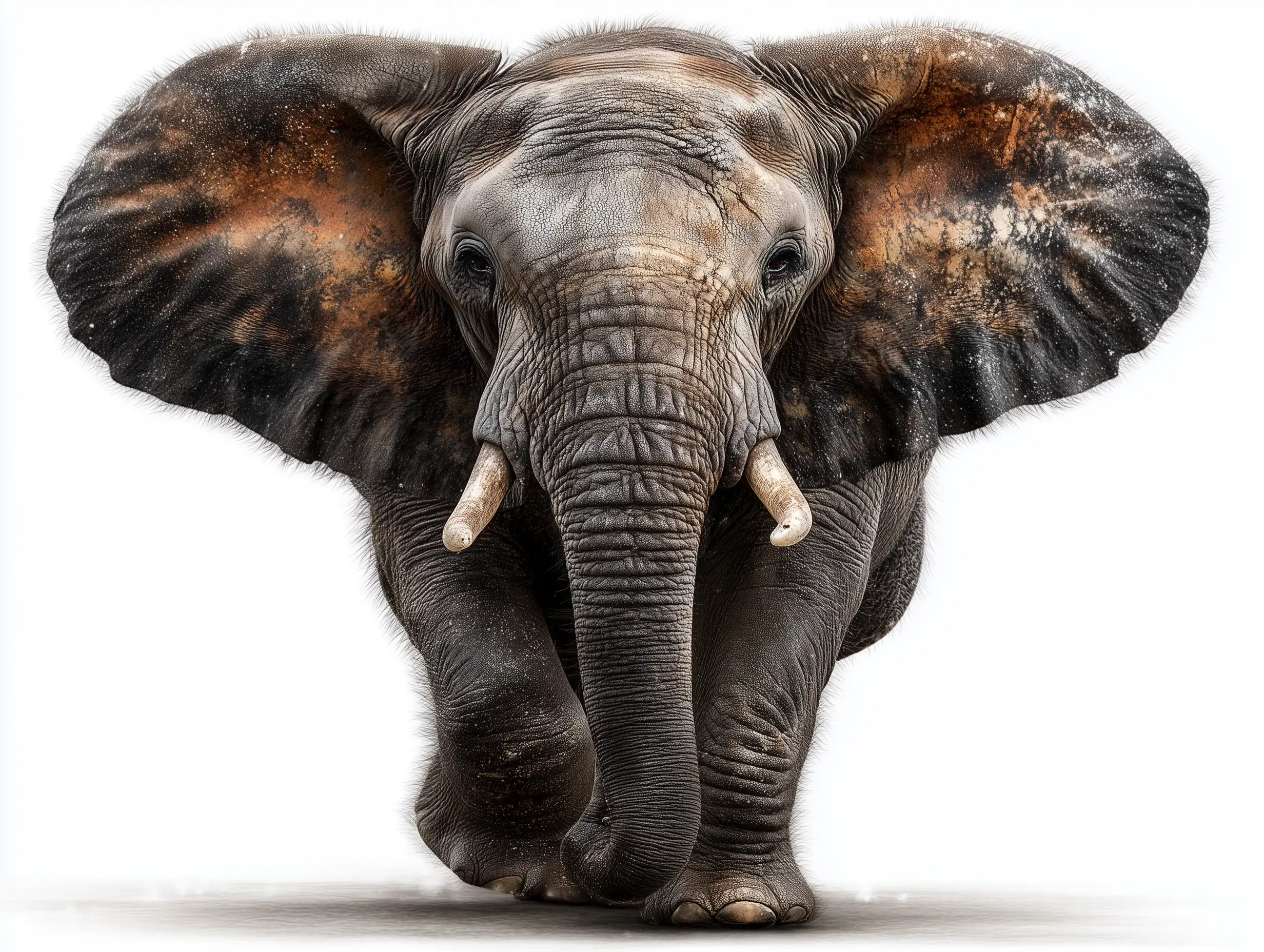 Full-body African elephant, realistic texture, soft natural lighting, ultra-clean cutout edges, transparent PNG style, no background