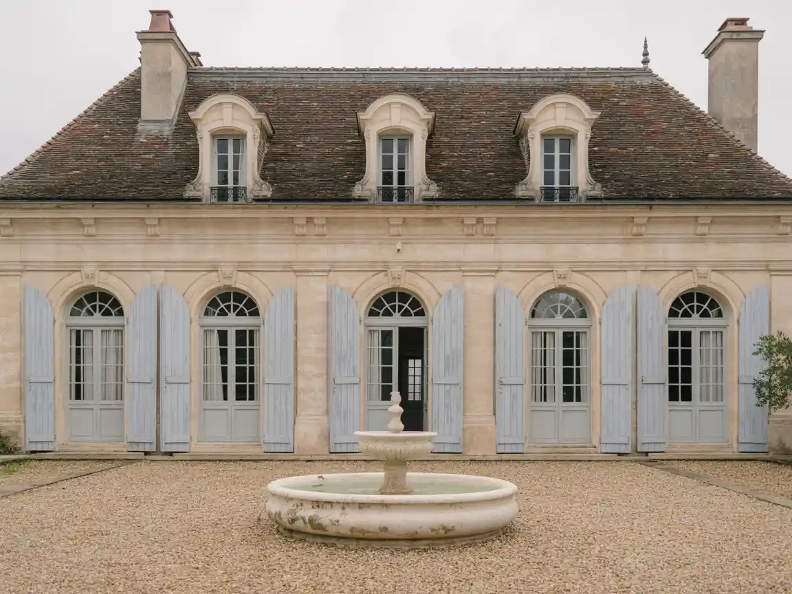 Sehr modernes brutalistisches Betonhaus vor einer kargen Wüstenlandschaft, mit auffälligen geometrischen Linien, minimalistischer Ästhetik, hellem harten Sonnenlicht und tiefen Schatten.