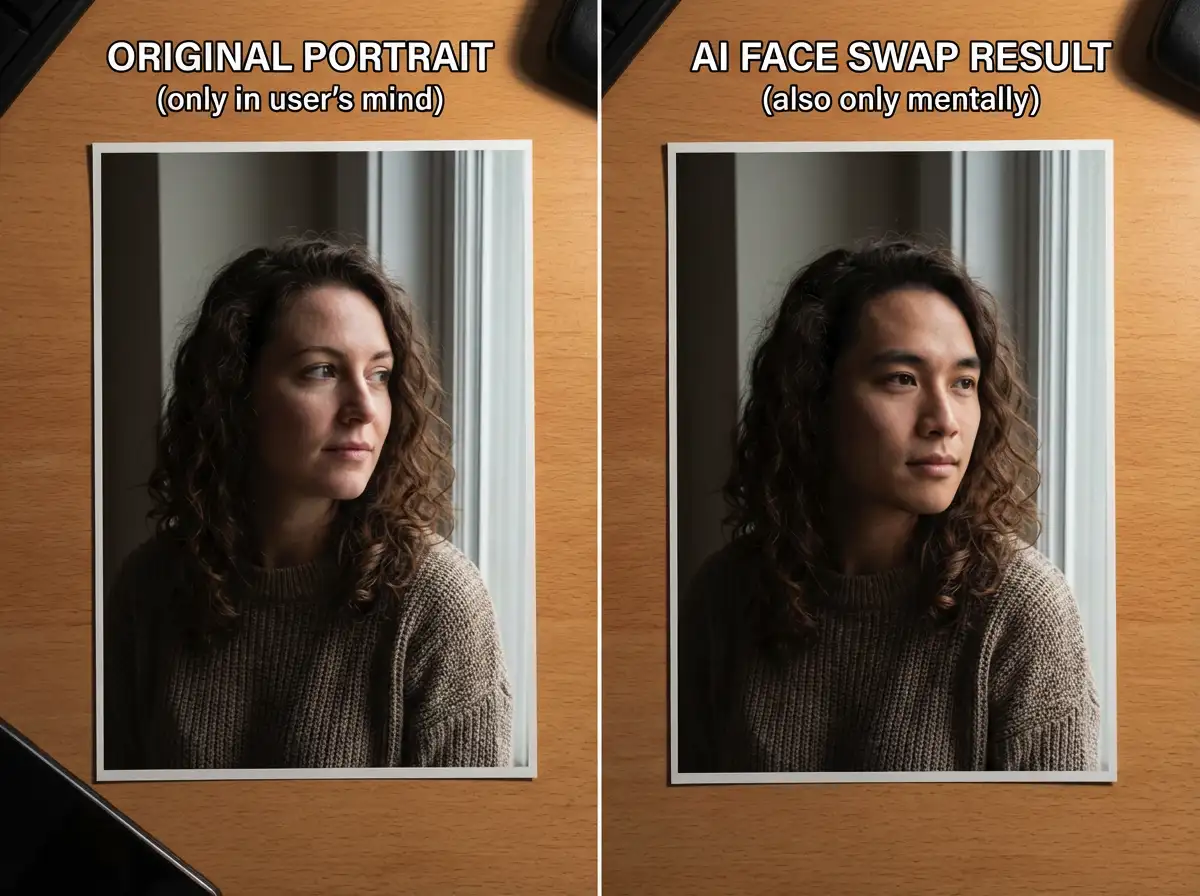 Swap faces in indoor portraits while keeping lighting and skin tones natural.