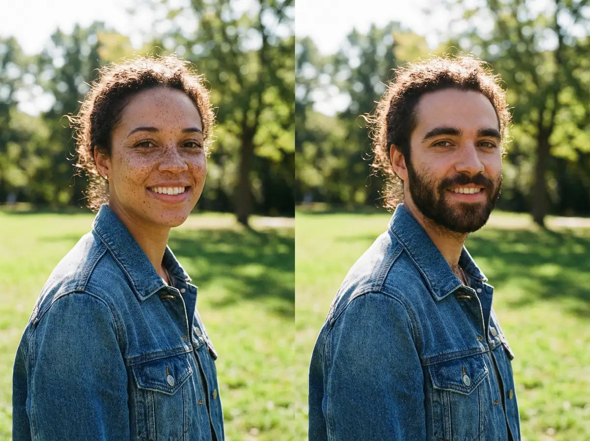 Swap faces in outdoor photos without affecting the background.