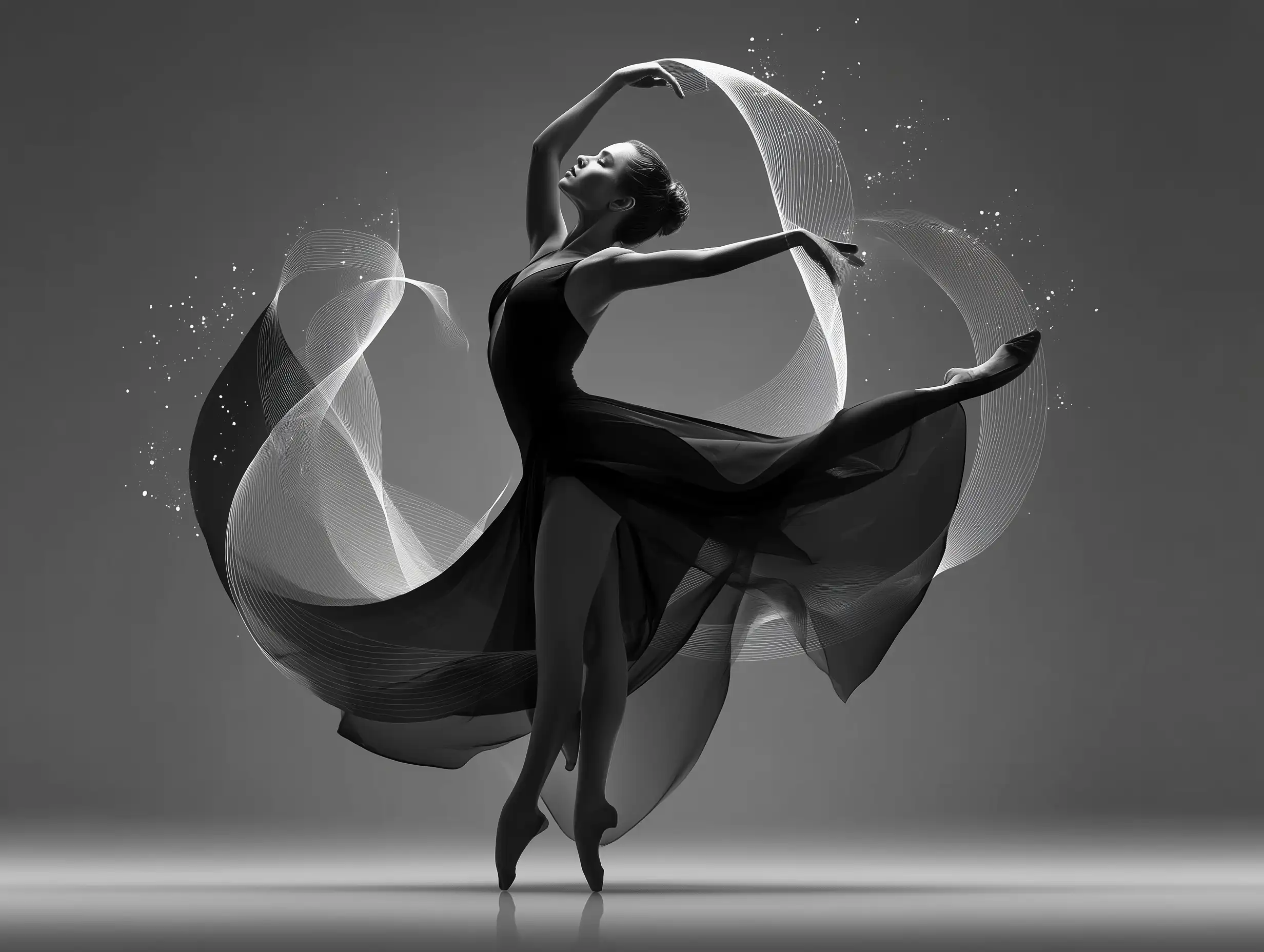 Rhythmic gymnast forming a flowing ribbon swirl shape, smooth curves, elegant line-art, polished vector logo design