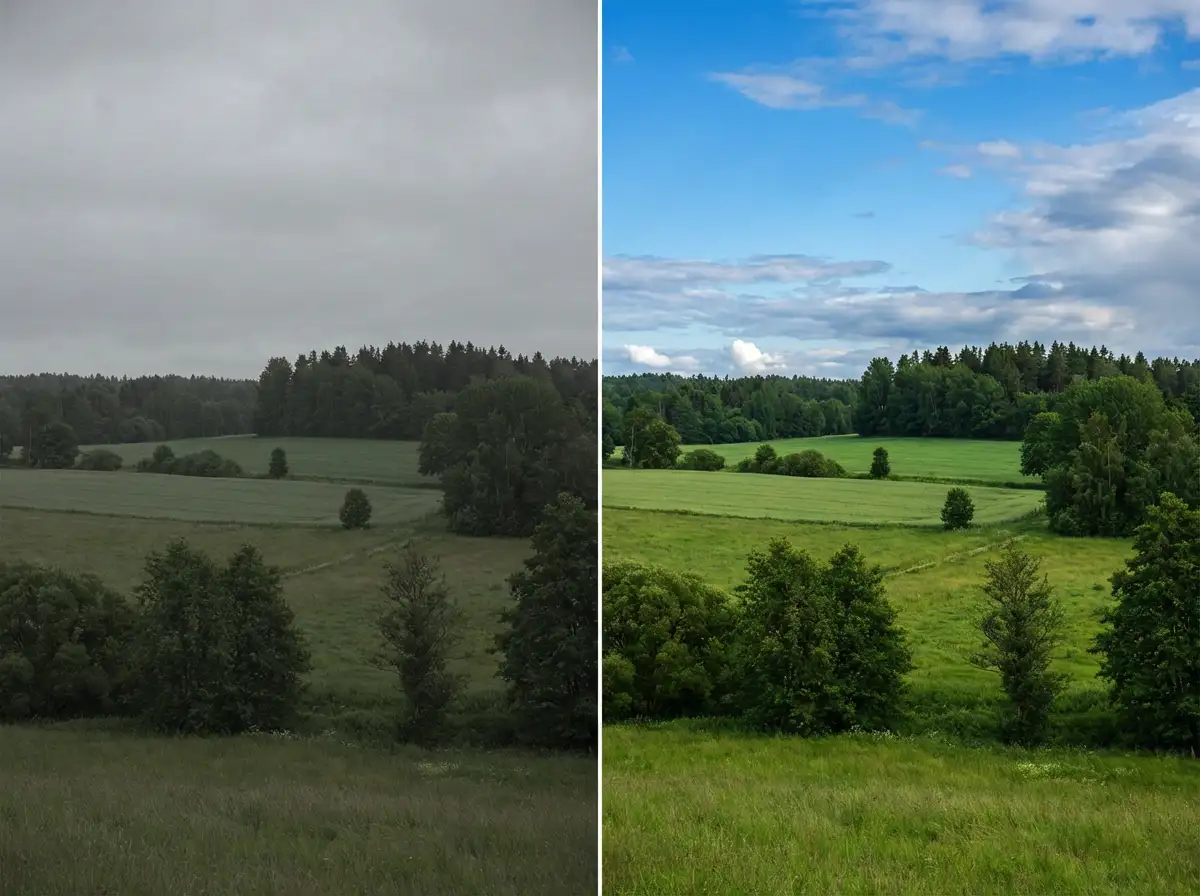 Correct and enhance landscape colors for a more vivid look.