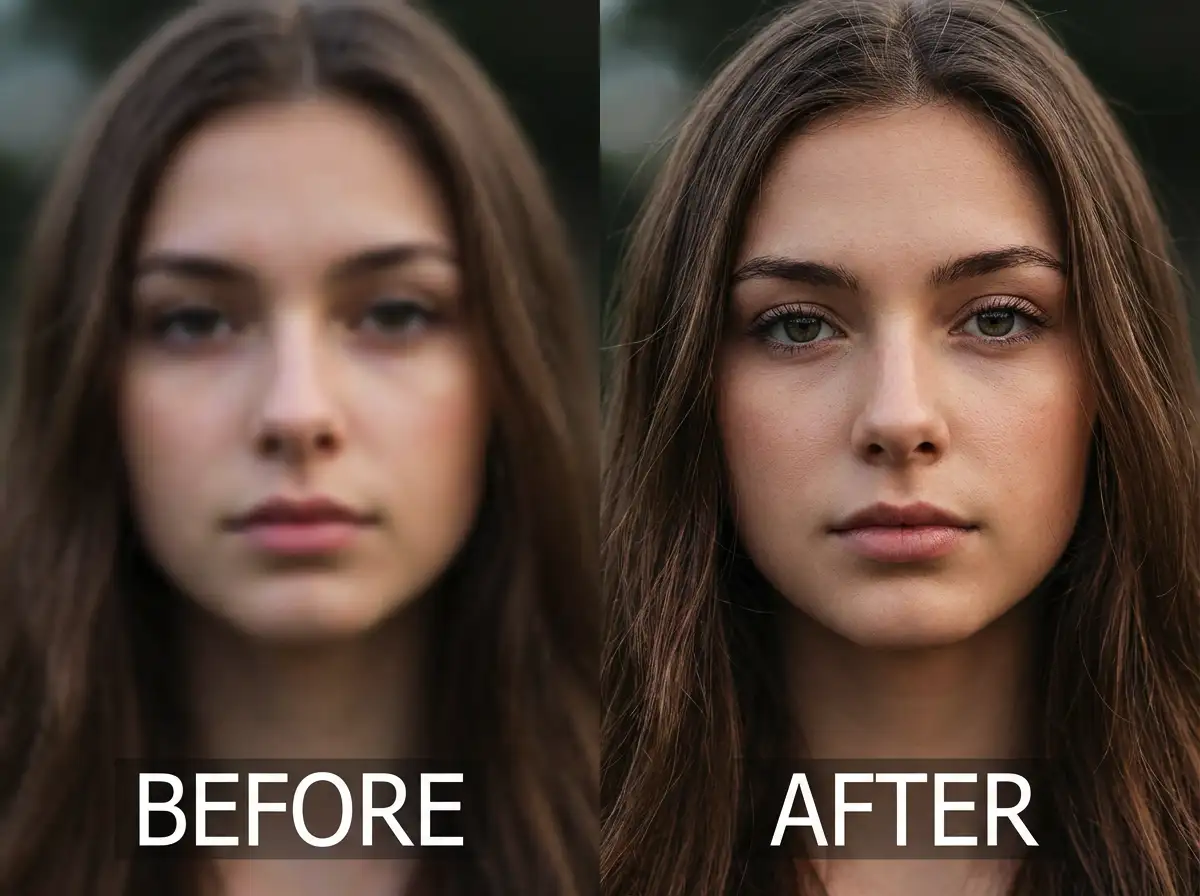 AI Image Unblur restores blurry portraits to crisp, detailed quality.