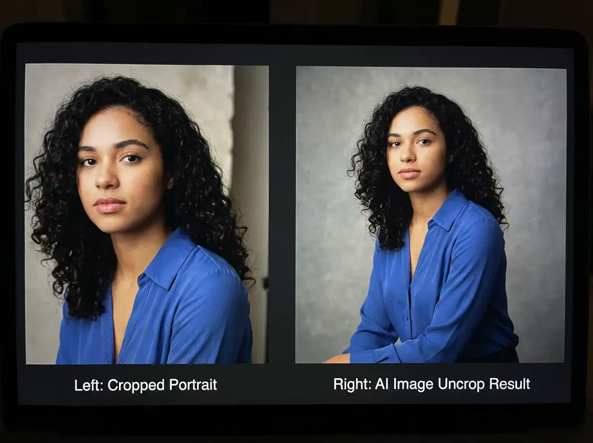 Expand a cropped portrait into a complete photo with natural background extension.