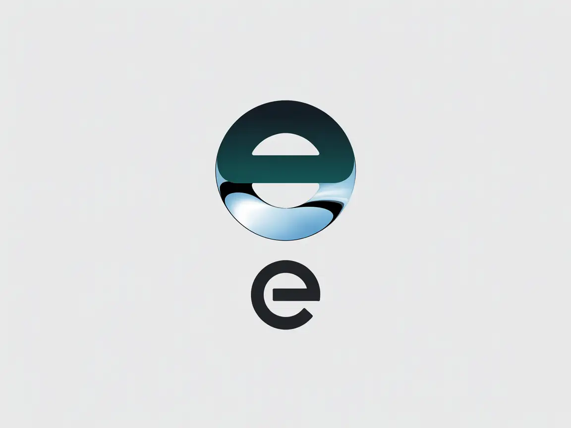 Circle-based "E" logo, minimalist abstraction, corporate-tech hybrid style.
