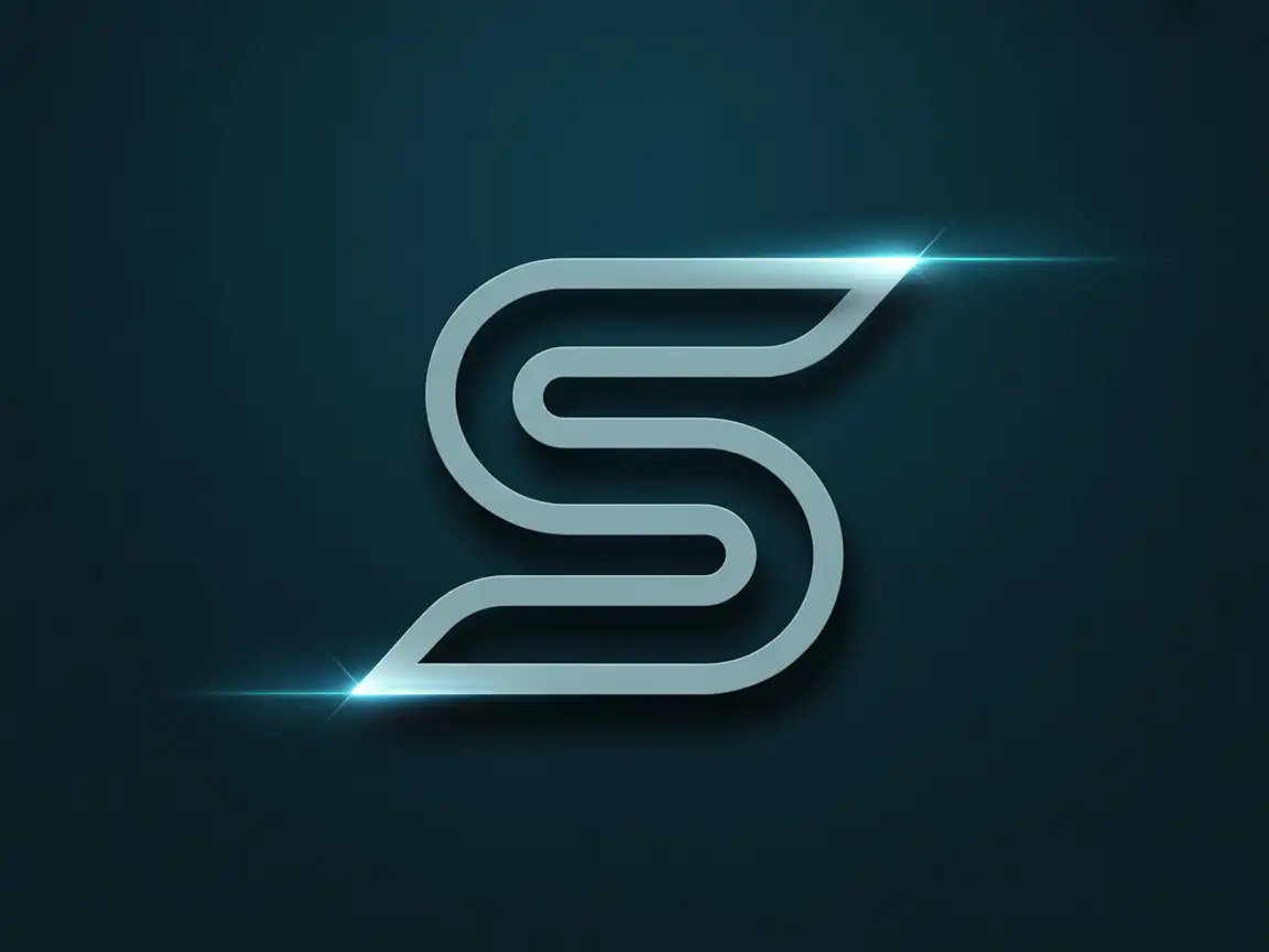 Geometric letter "S" symbol, negative space, futuristic Threads aesthetic, smooth vector look.