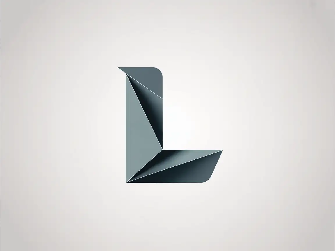 Stylish "L" monogram with folded shape, minimal geometry, branding-ready.