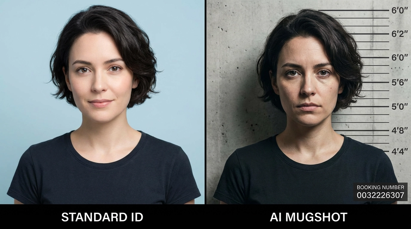 Selfie → Standard Mugshot composition