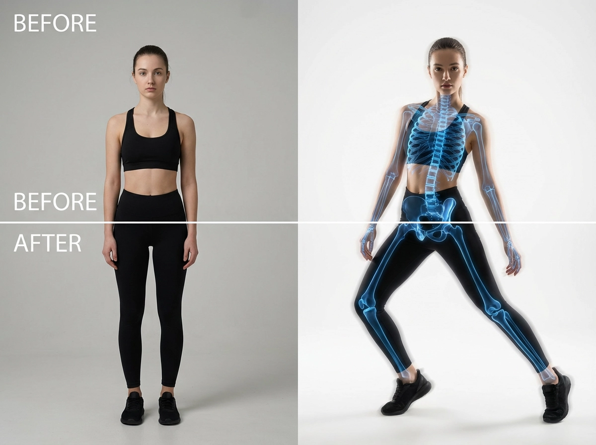 Model standing posture → Dynamic standing posture