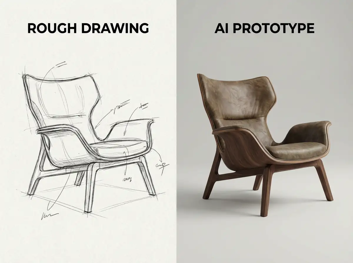 Convert furniture sketches into realistic prototype images effortlessly.
