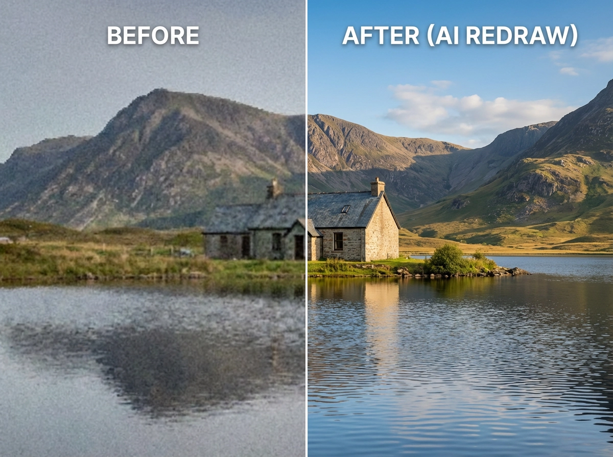 Low-definition image → high-definition redrawing