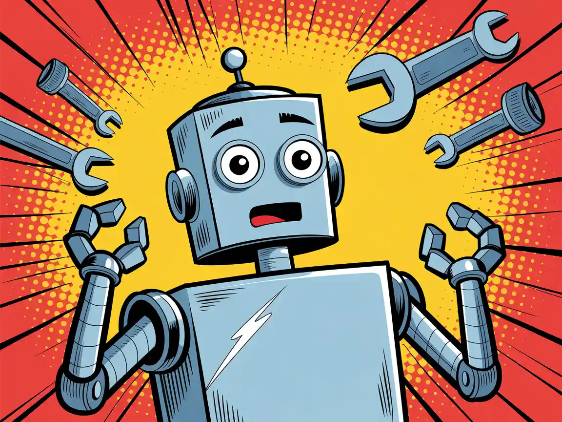 재치 있는 복고 만화책 패널이 기발한 답변으로, 대담한 할로톤 점과 인상적인 색상.