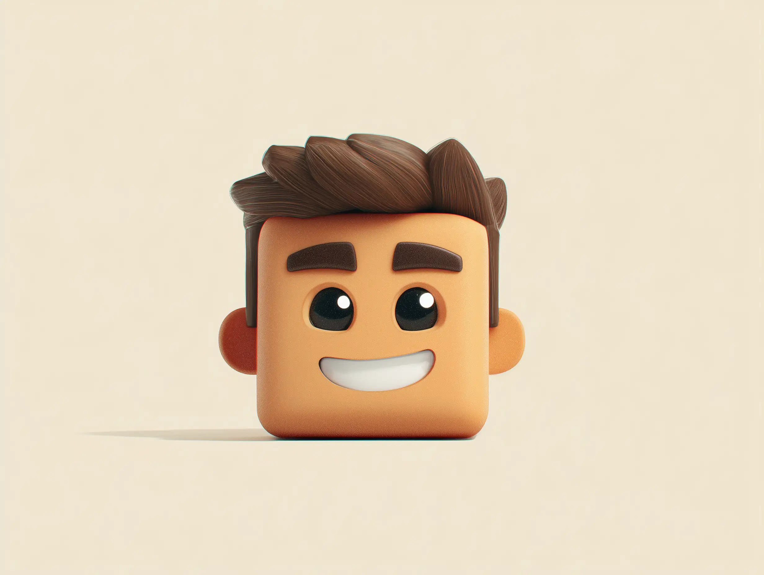 Roblox 风格的头像头部图标,富有表现力的面部,方块设计,干净背景,友好卡通风格,头像图像外观