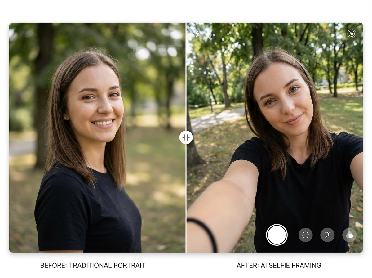 Ordinary photo → Standard selfie composition