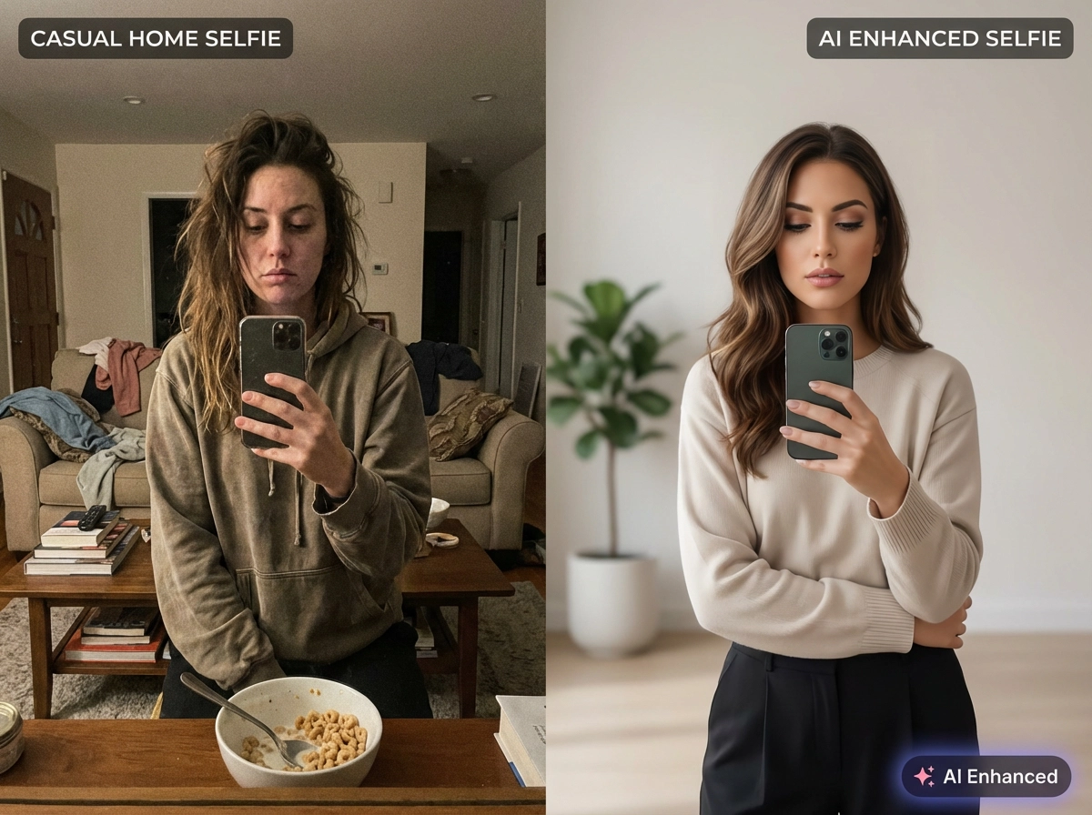 Home selfies → Clean social profile pictures