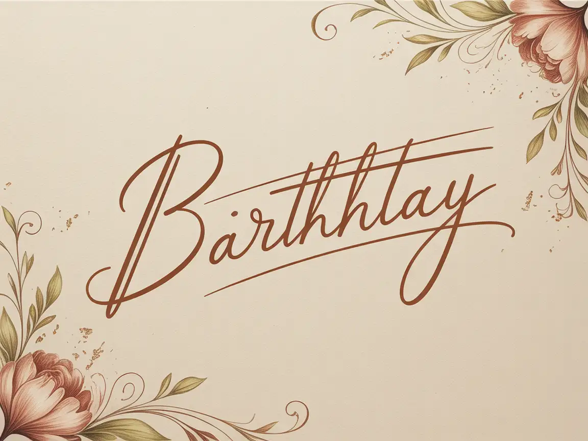 Warm handwritten signature with smooth curves, placed on beige paper texture, vintage stationery style.