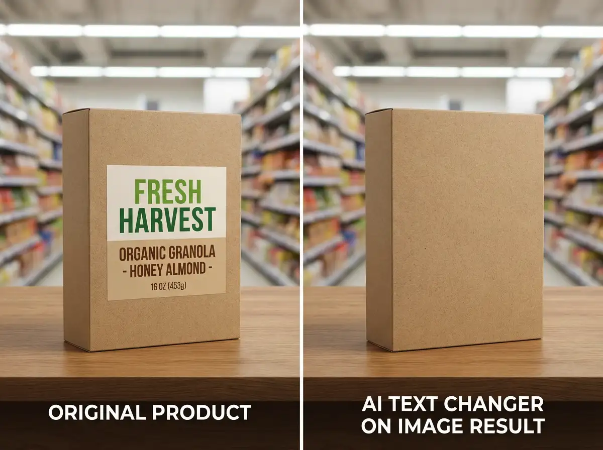 Replace product text instantly while maintaining realistic packaging visuals.