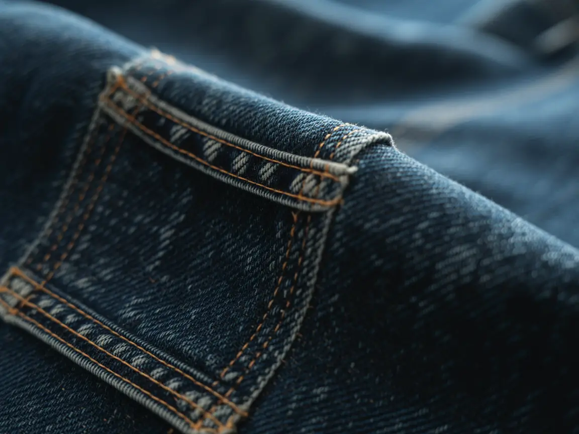 Denim texture with realistic stitching patterns and blue fabric grain