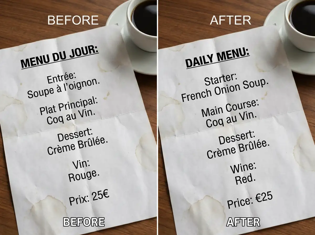 Translate text within documents from one language to another.