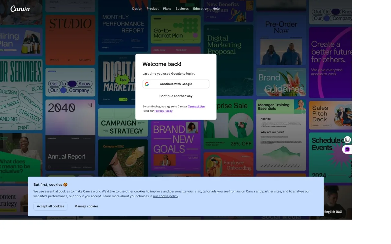 Canva Dream Lab sign-in page