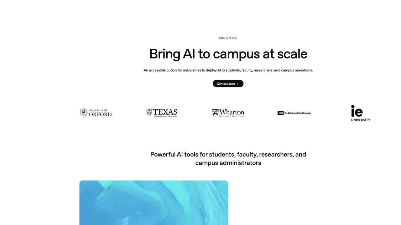 英語 ChatGPT キャンパス全体でのAI利用に関するEduページ