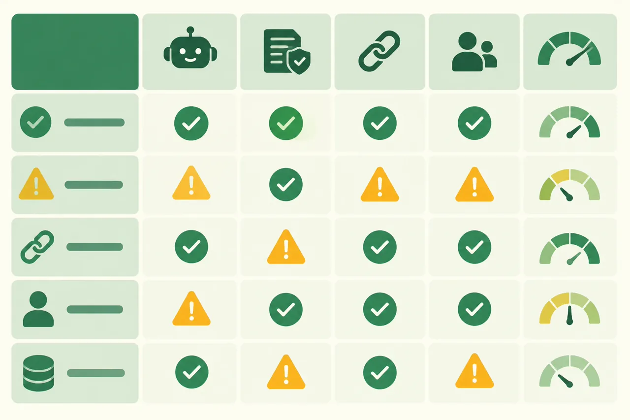 Evaluation matrix for customer service GPT factuality, escalation and action safety