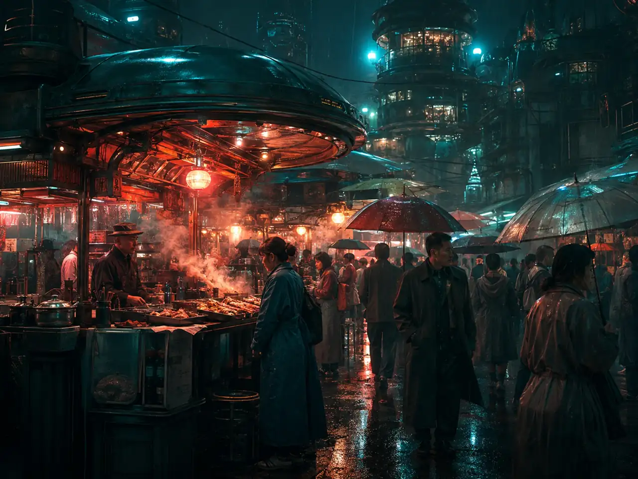 Community retro-future night market