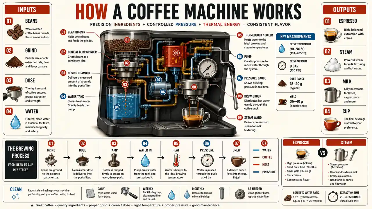 Landscape GPT Image 2 coffee machine infographic example
