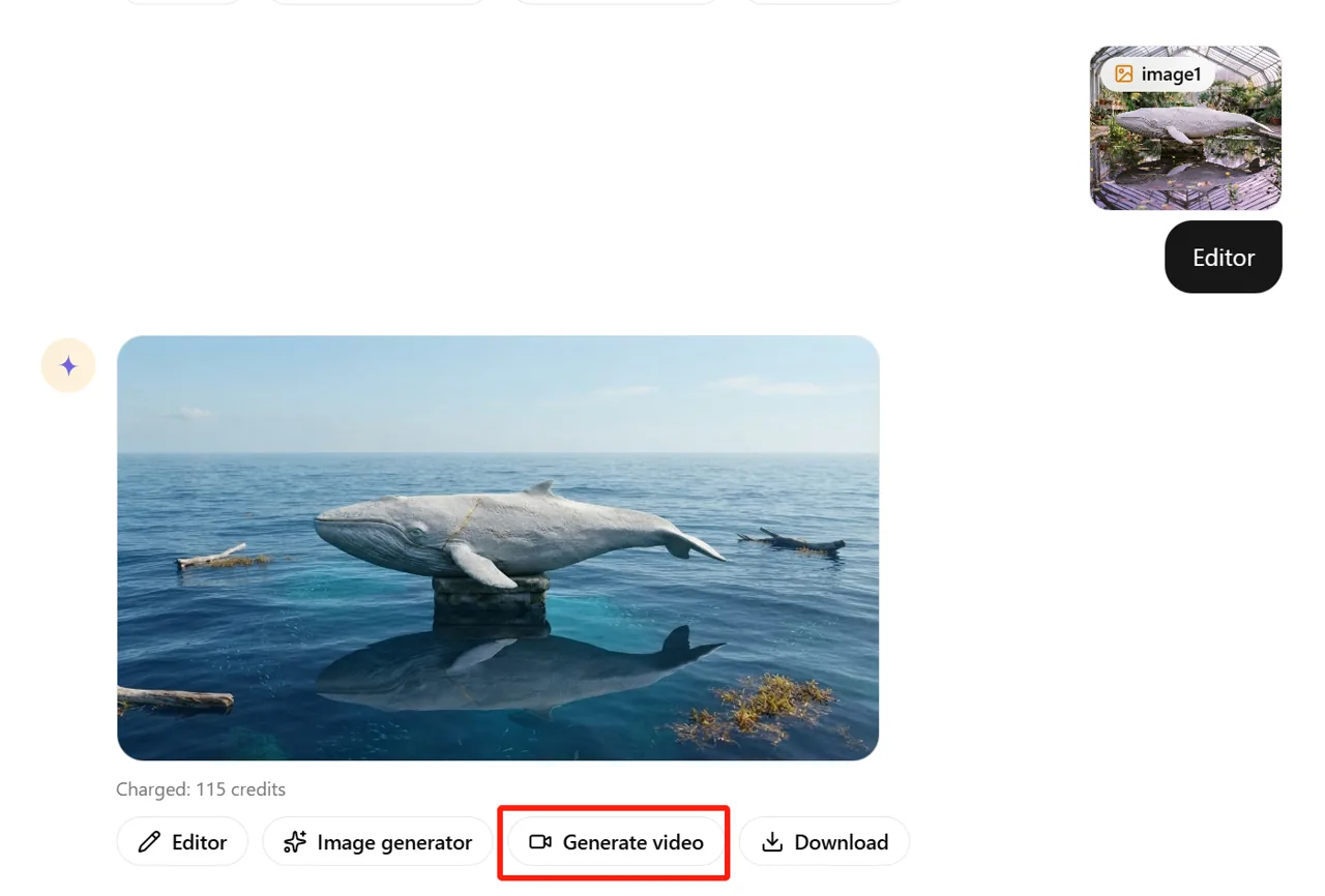 GlobalGPT image-editor result changing the ceramic whale environment