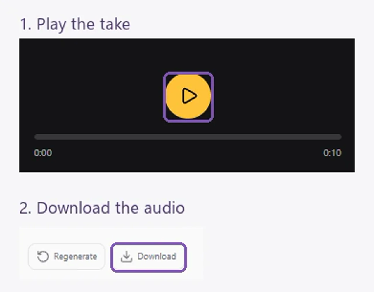 Completed Eleven v4 audio result with playback and Download controls.