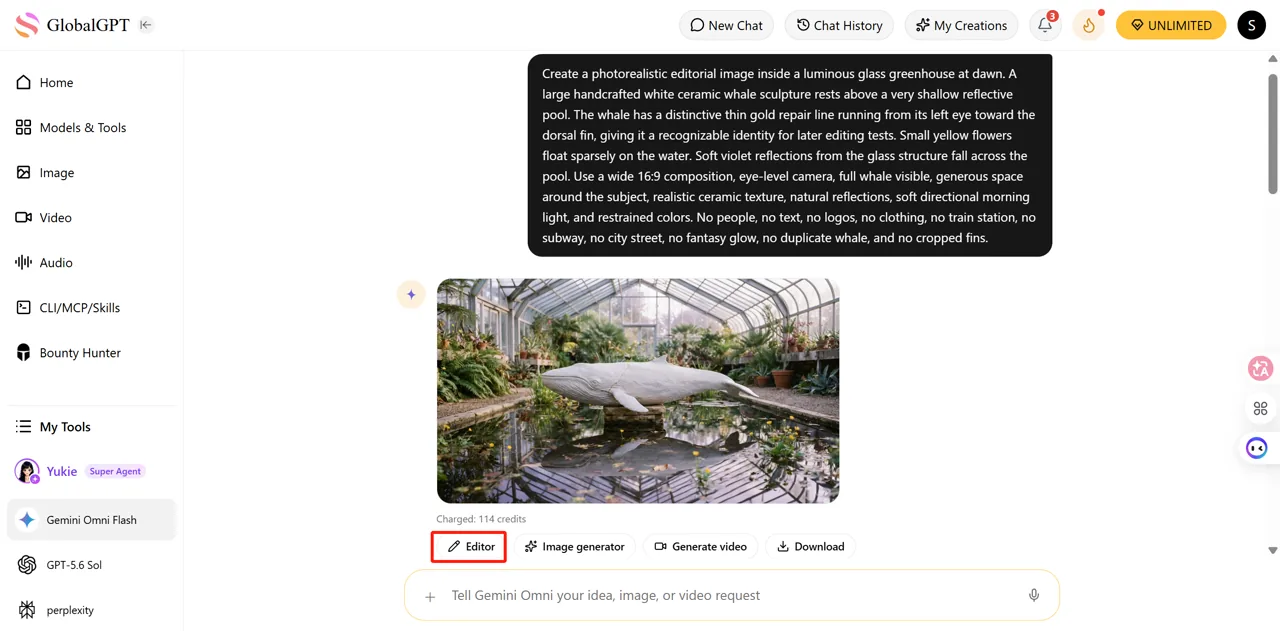Signed-in GlobalGPT image-generation result