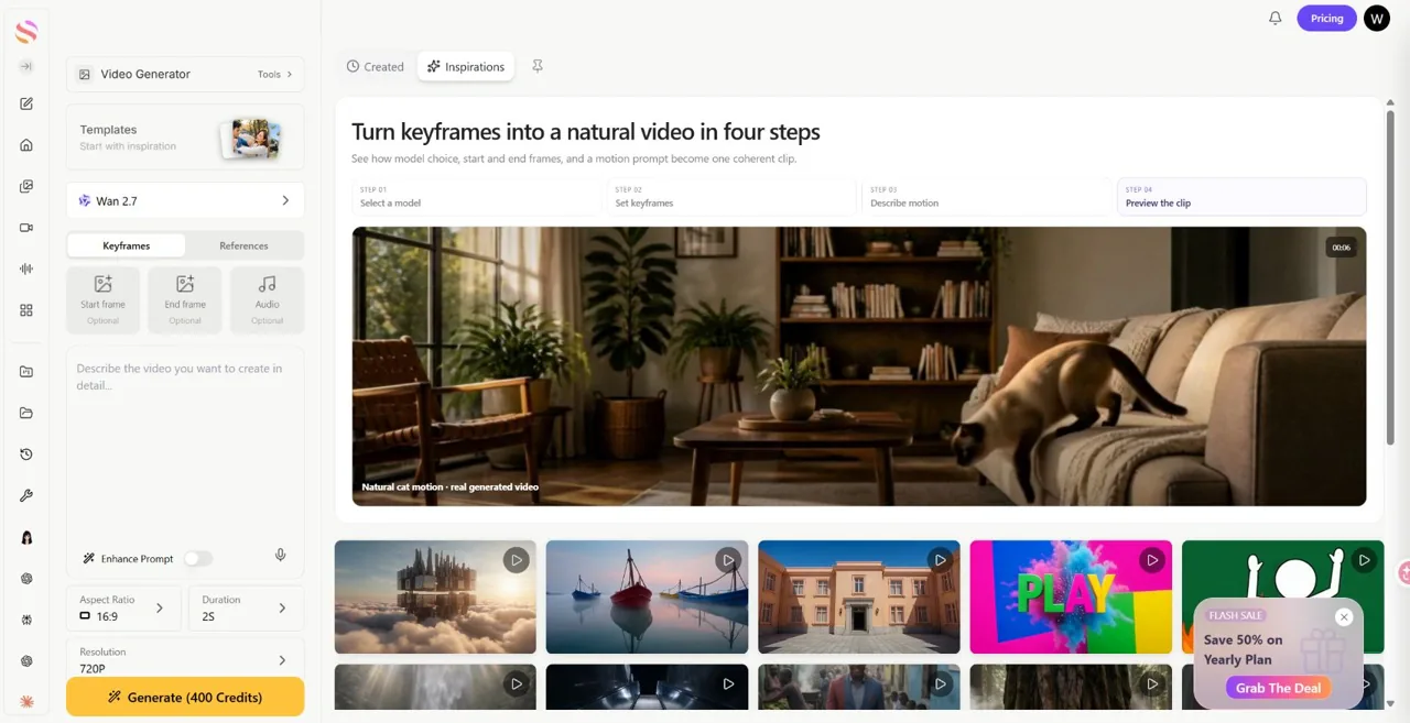Wan 2.7 keyframe and reference controls in GlobalGPT